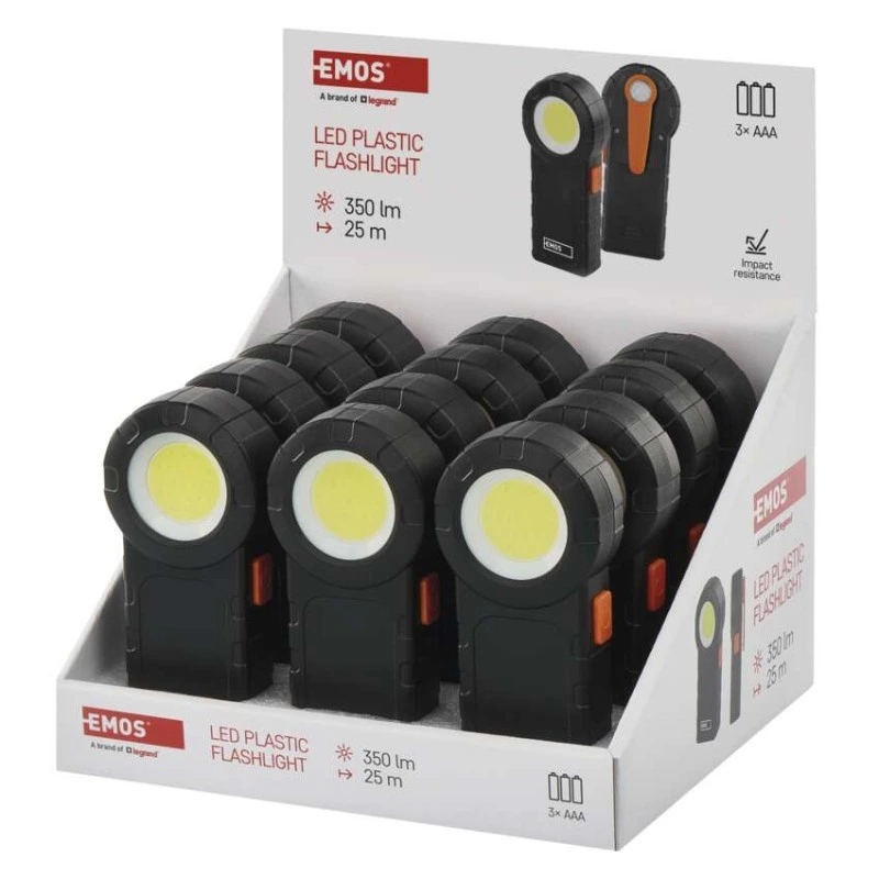 Cob Led svítilna plastová, 3× Aaa