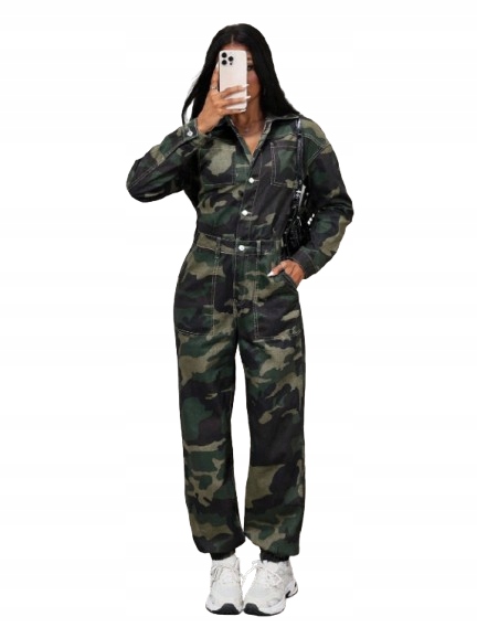 Shein Dámská Bavlněná Kombinéza Maskáčový Zelená Casual 38 1KI