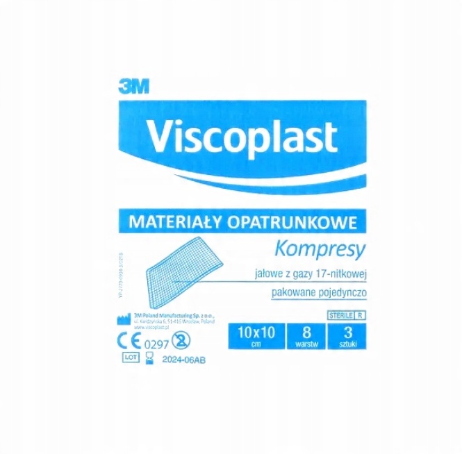 

Kompresy Gazowe Jałowe Viscoplast 10x10cm 3szt.