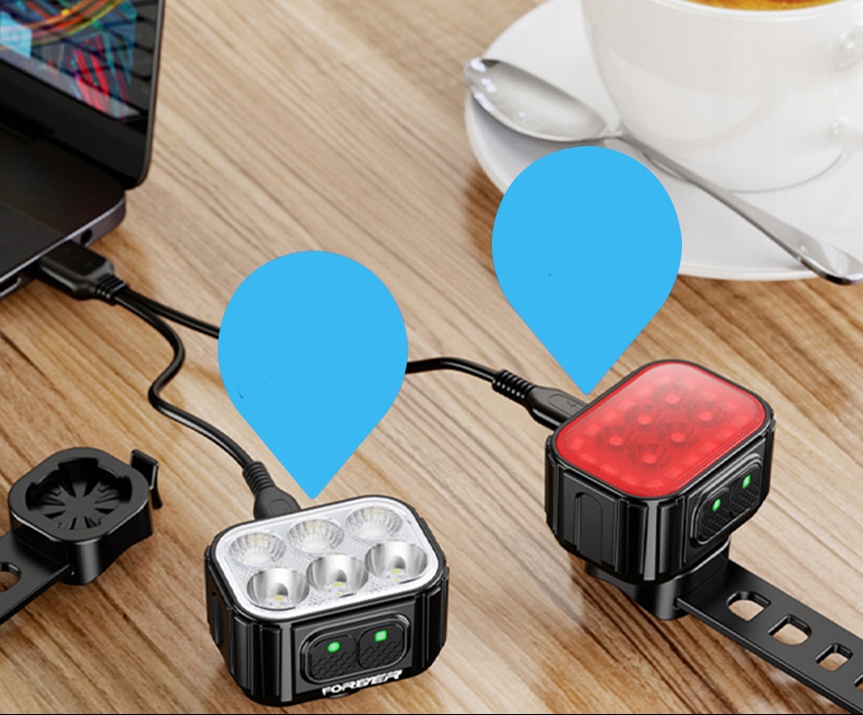 LAMPKA ROWEROWA LED PRZÓD MOCNA + TYŁ ZESTAW Liczba trybów świecenia 20