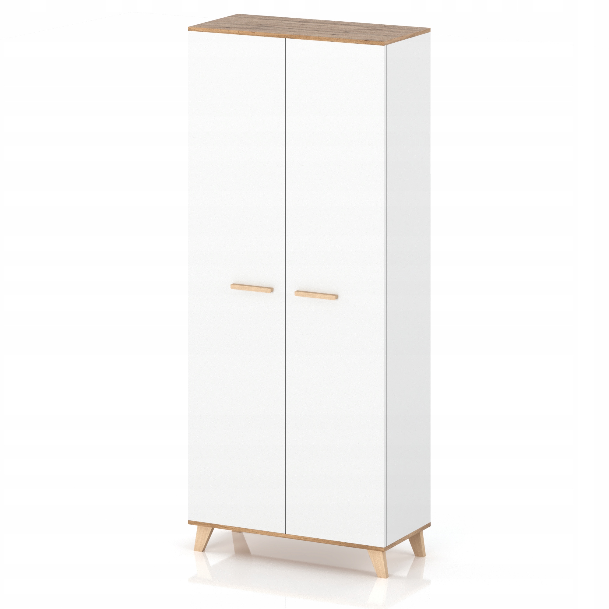 SZAFA REGAŁ GARDEROBA NA UBRANIA DO PRZEDPOKOJU BIAŁY MAT DĄB WOTAN 80 cm