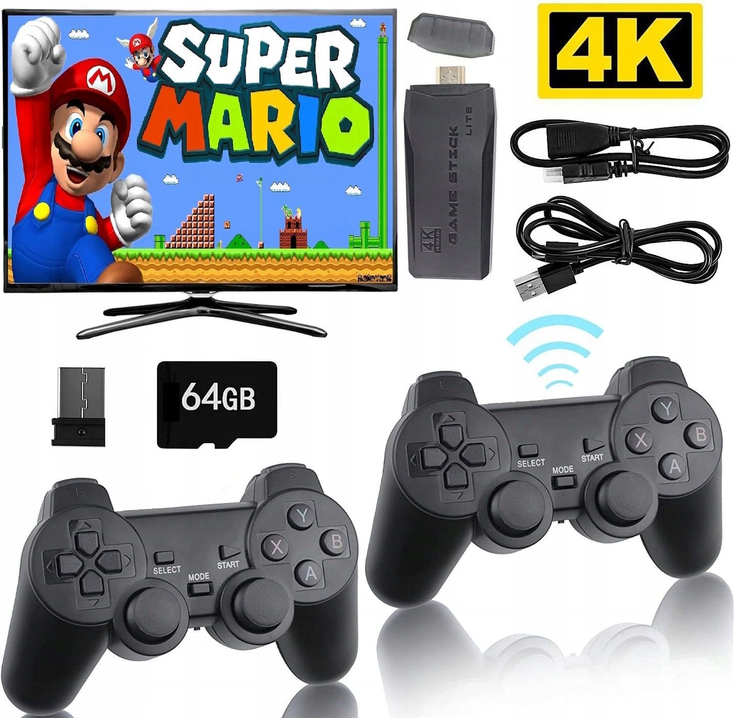 Konzola Retro Tv Televizní Hra 2 Pady 20000 Her M8 Paměťová karta 64GB