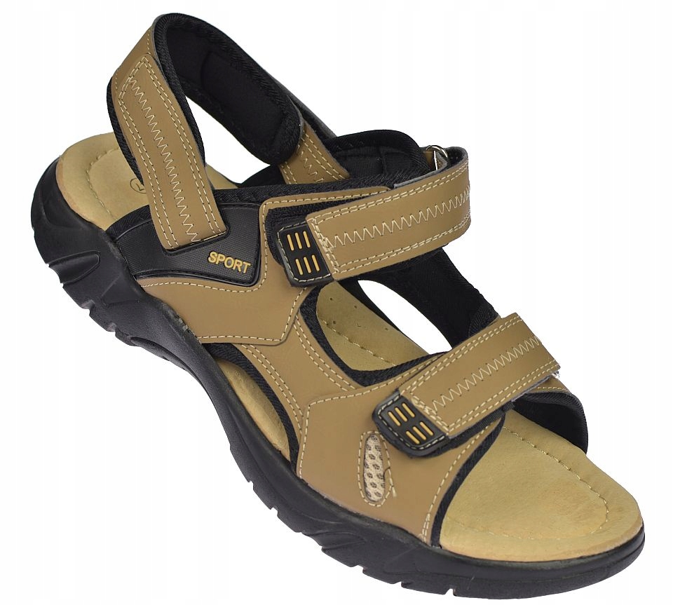 Velké pánské sandály s páskem na suchý zip, kožená stélka, nadrozměr A9001, vel 49