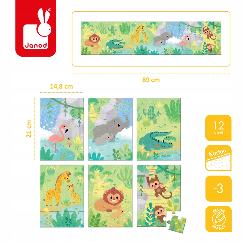 JANOD Mini puzzle do Zwierzątka - KROKODYLE 12 el. Kod producenta J02682