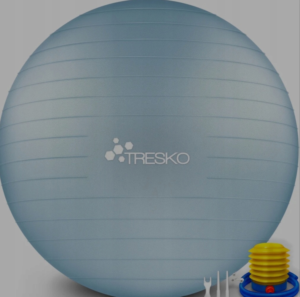 Piłka Gimnastyczna 65 CM Niebieska Tresko Z Pompką Fitness Joga