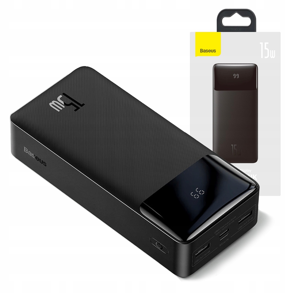 

Baseus Power Bank 30000mAh 15W 2x USB/USB-C/micro