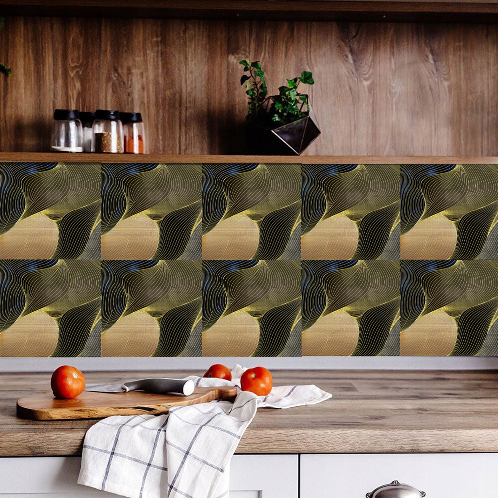 ABSTRAKCJNE LIŚCIE KAFLKI PCV PIASKOWE 25x25 cm Producent inny