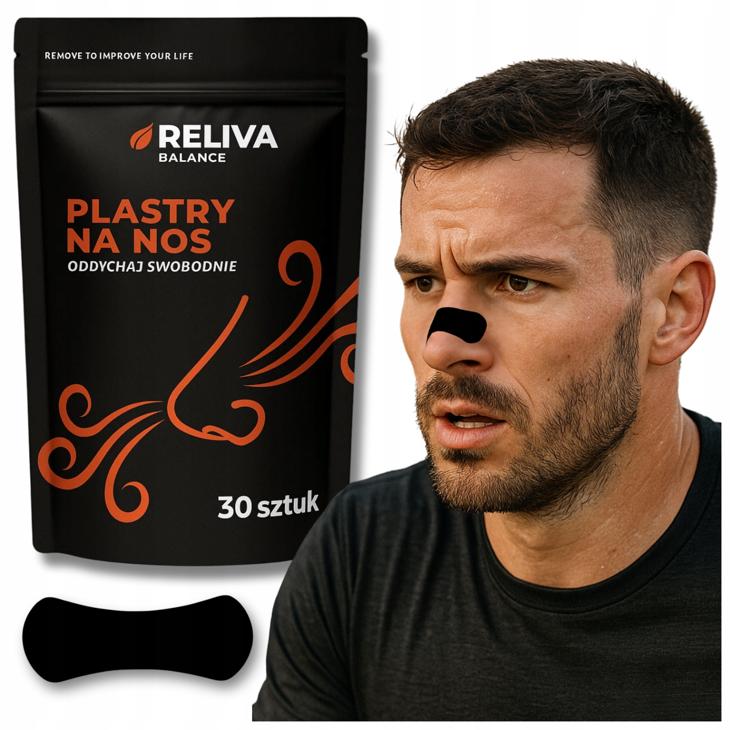 PLASTRY NA NOS RELIVA 30 SZTUK WSPIERAJĄCE ODDYCHANIE SEN TRENING CHRAPANIE