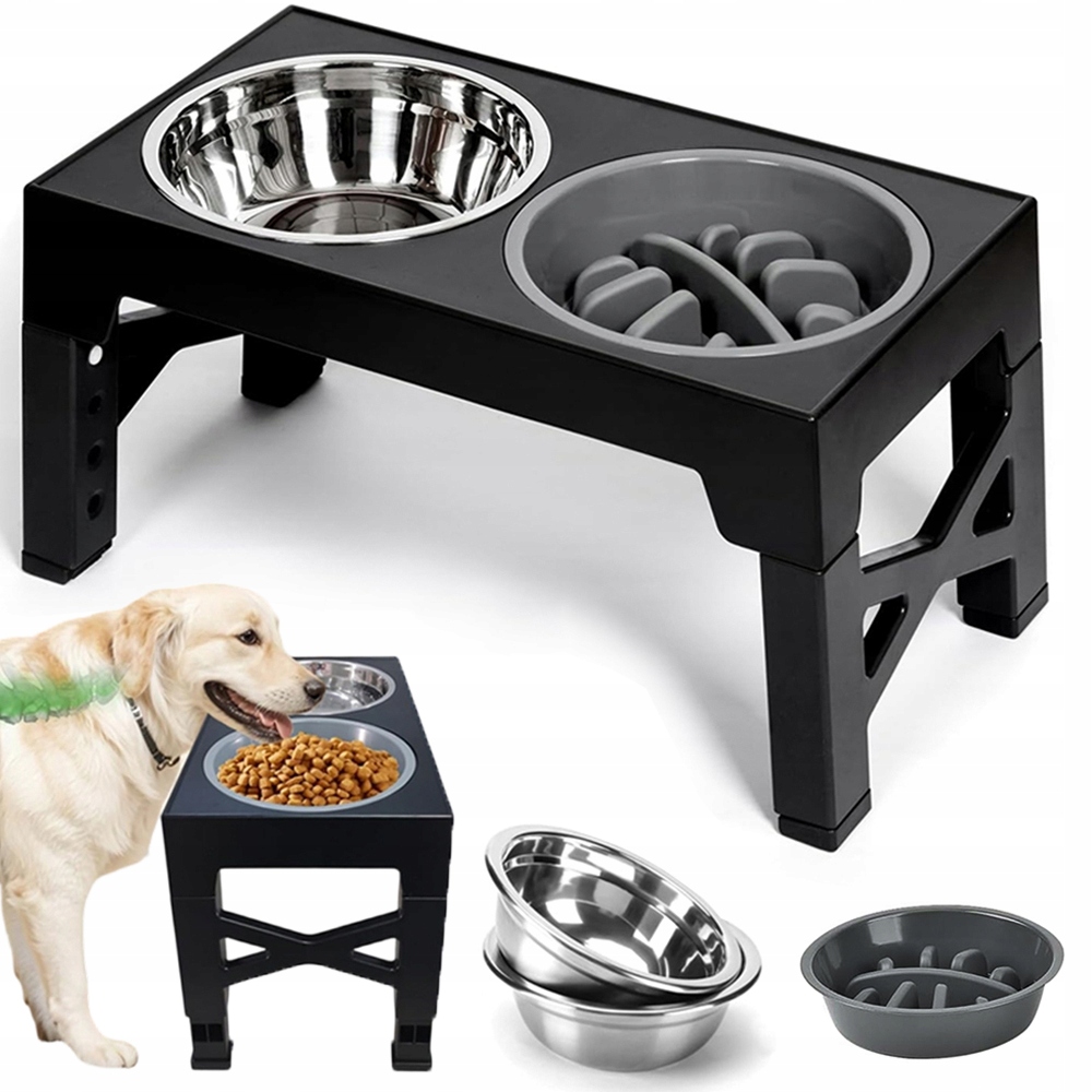 Misky Na Nastavitelném Stojanu, Dvojitá Miska, Velká, Nepromokavá, 2V1 Pro Psa