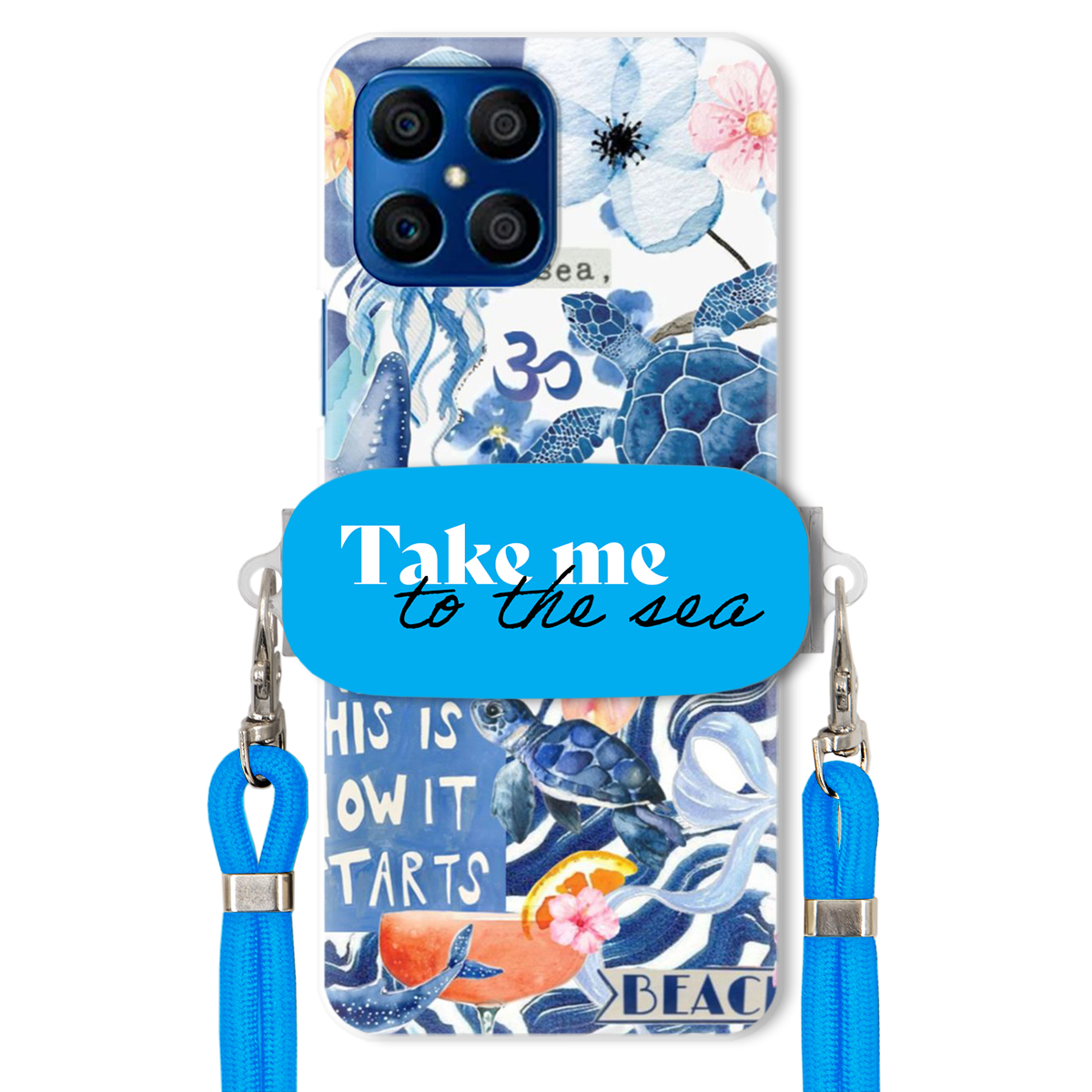 Puzdro pre Huawei Honor X8 Premium Vodítko Modrá Držiak Take Me To The Sea