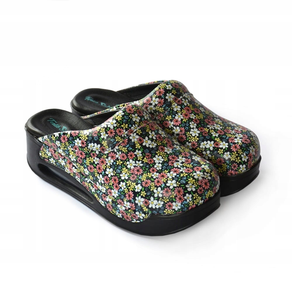 Air Clogs buty medyczne czarne w kwiatki 40