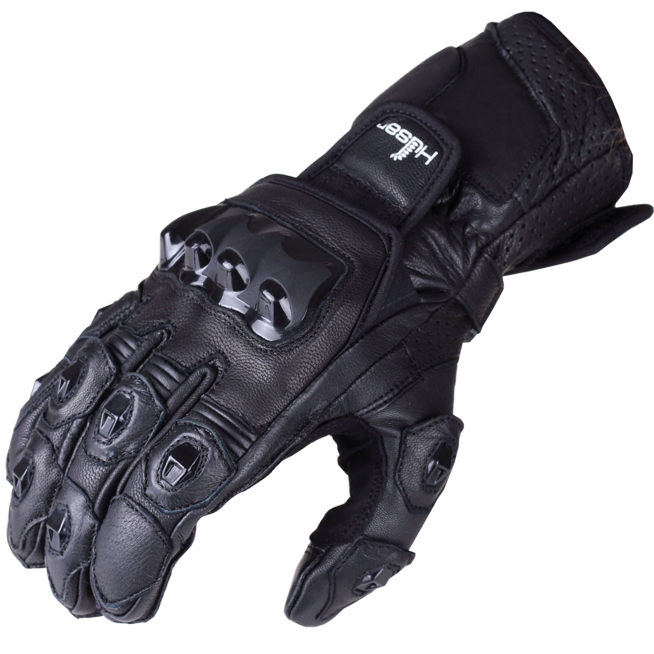 Rękawice motocyklowe Husar Fighter skórzane sportowe czarne na motor męskie