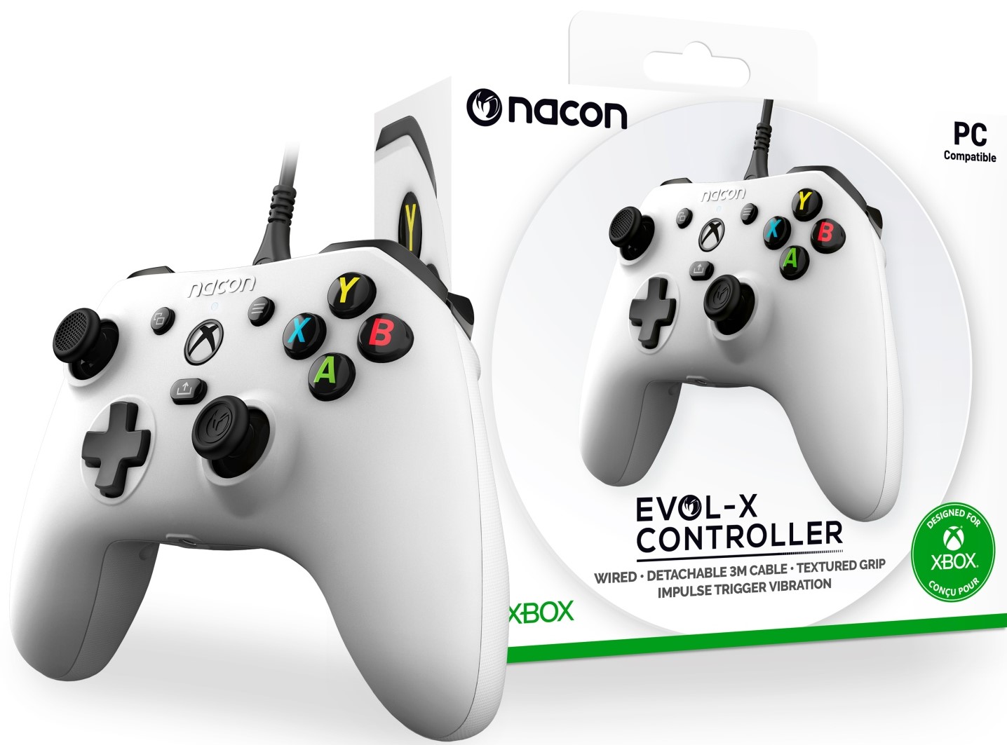 NACON XS Pad przewodowy EVOL-X biały Xbox One X S Xbox Series X S Win 10 11