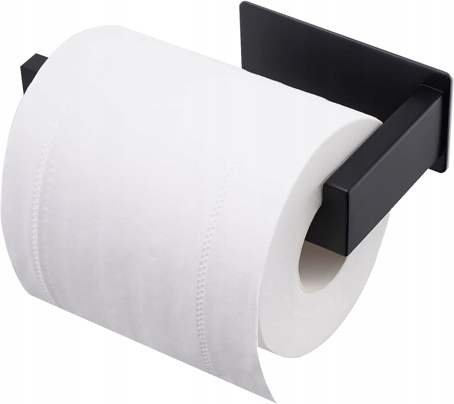 UCHWYT WIESZAK NA PAPIER TOALETOWY CZARNY MAT SAMOPRZYLEPNY BEZ WIERCENIA