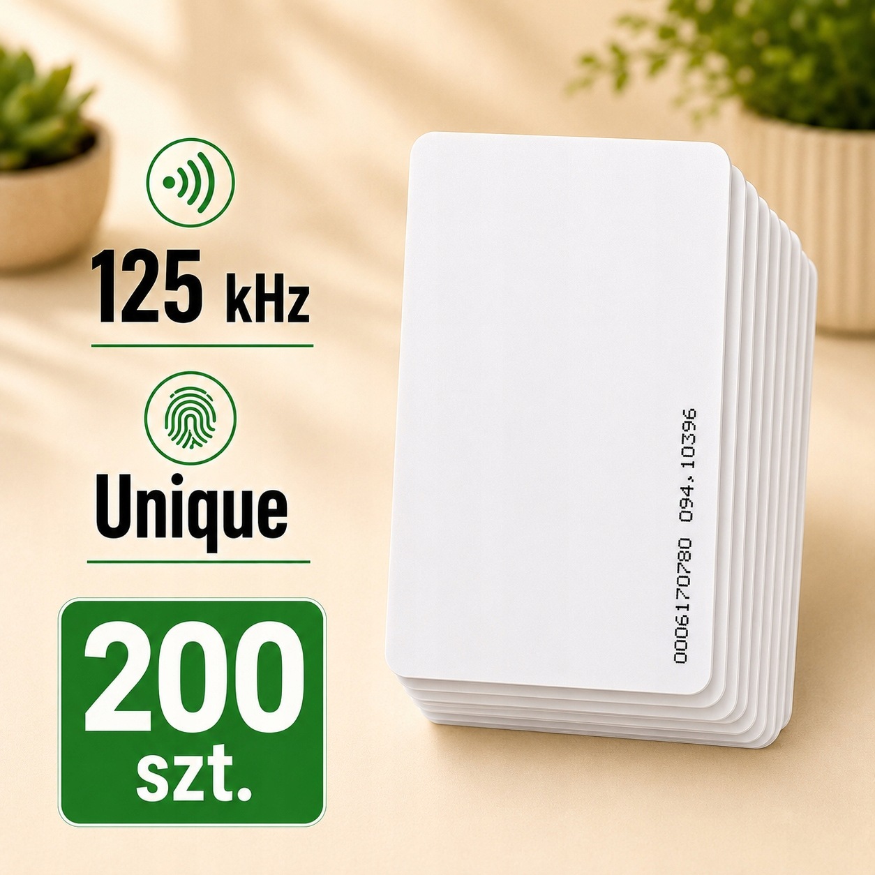 200 ks Sada Rfid bezkontaktní karty 125 kHz Unique EMK1 0,86 mm Em 4100