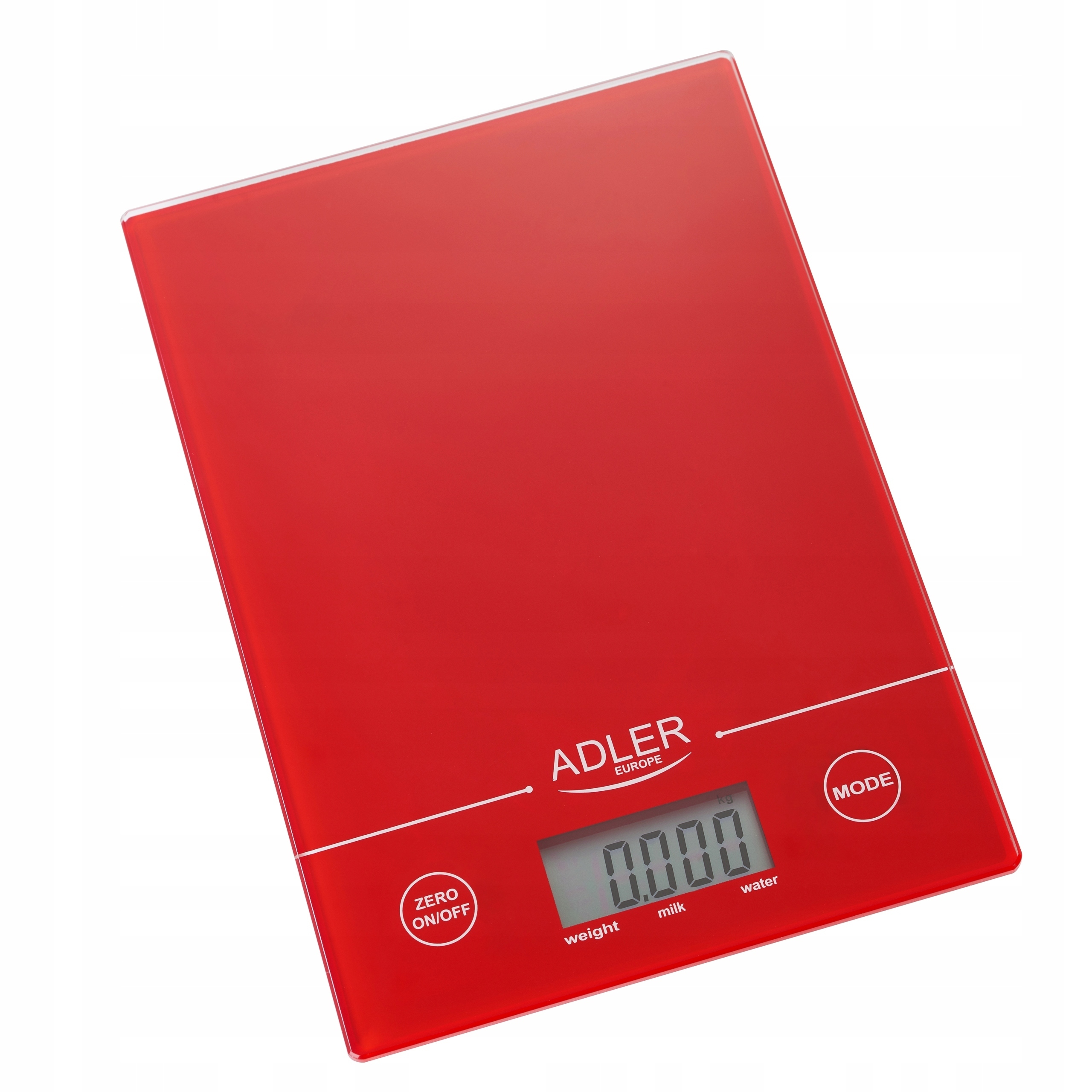 WAGA KUCHENNA SZKLANA PŁASKA DUŻY WYŚWIETLACZ LCD CZERWONA