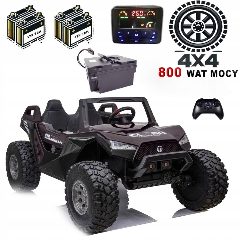 Buggy Clash Dla 2 Dzieci, 4 Silniki, 24V-800W, Miękkie Przesuwane Sied