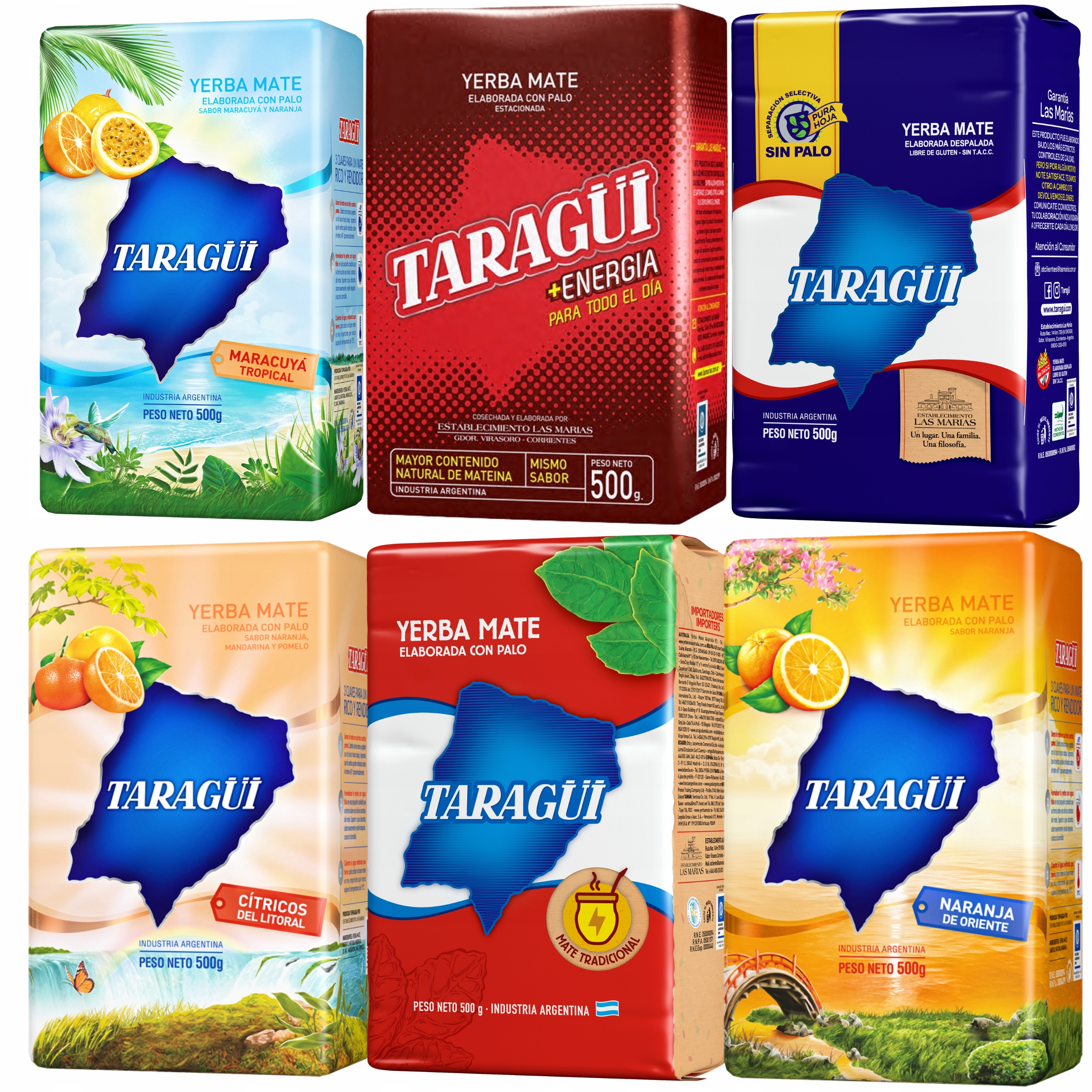 Kompletní sada příchutí Yerba Mate Taragui 6 x 500 g