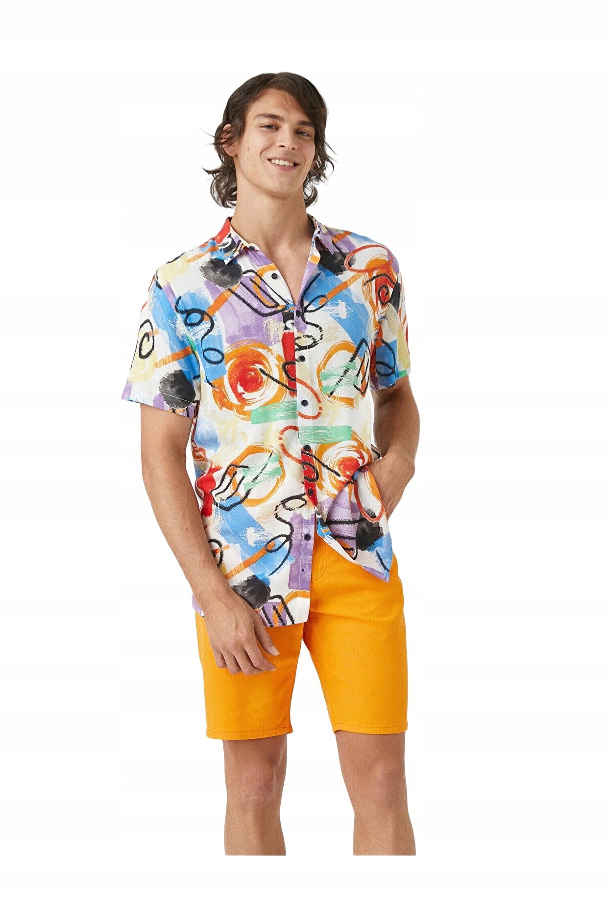 Koton Pánské Krátké Kraťasy V Oranžové Barvě 44 5DA