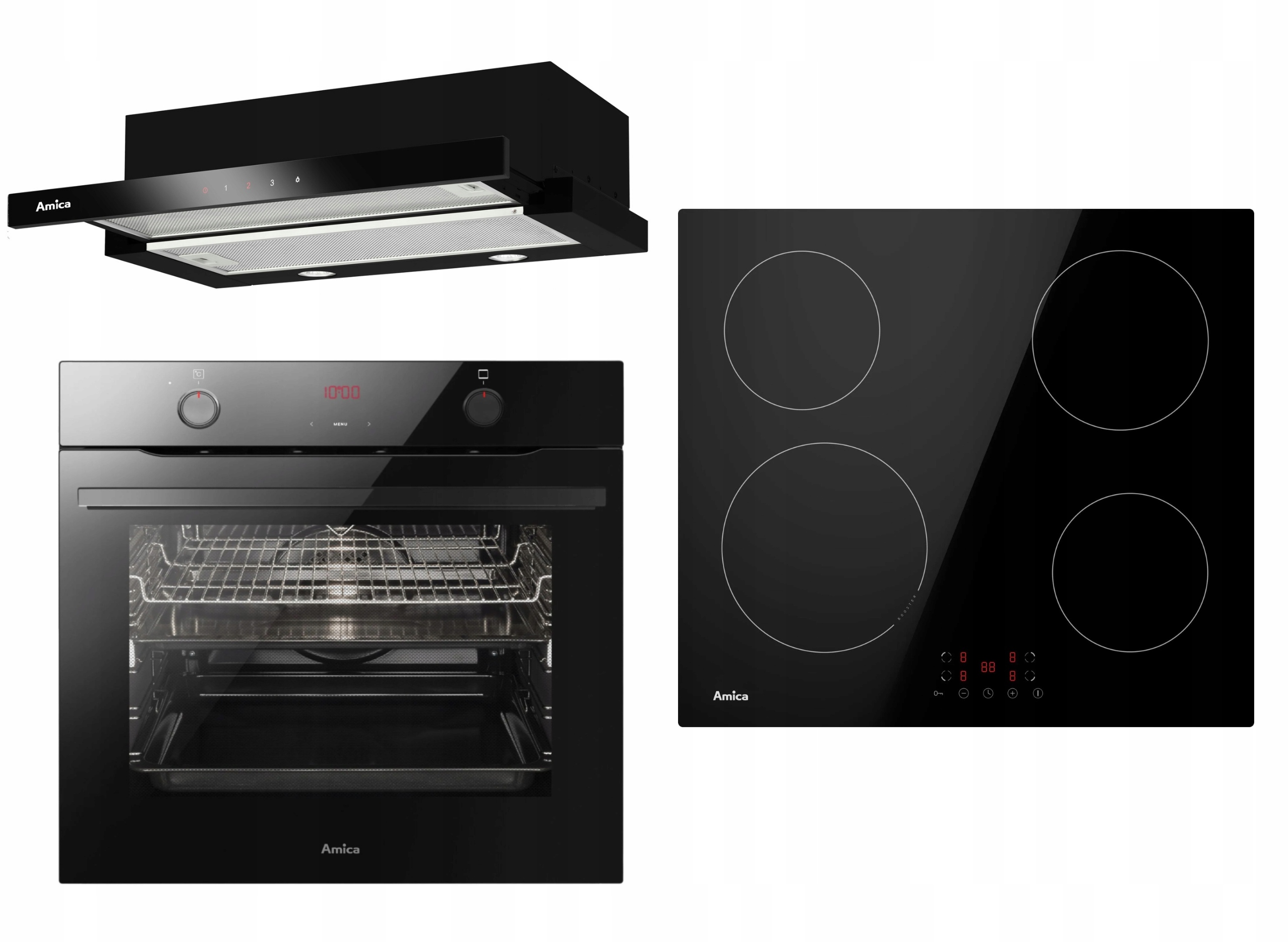 ZESTAW AMICA Piekarnik OPENUP + Indukcja + Okap