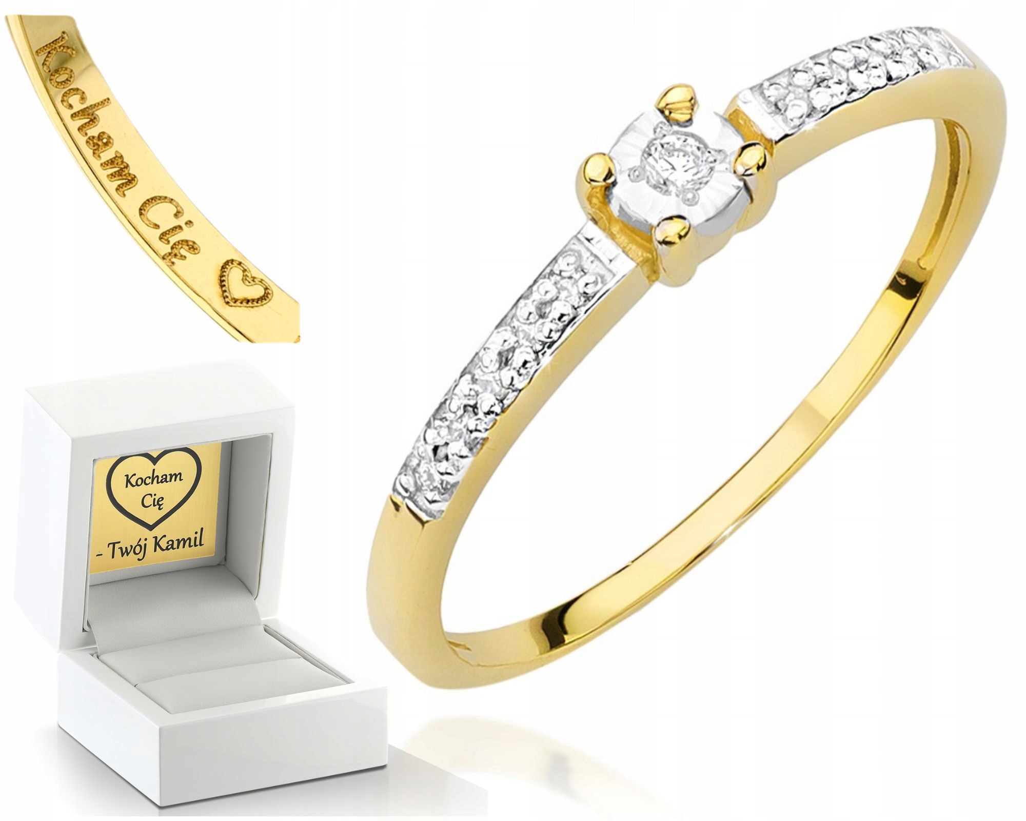 Zlatý Prstýnek S Diamanty Gravírování Bonus 585