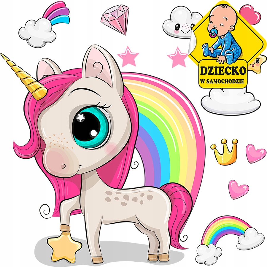 

XL Duża Naklejka na ścianę Jednorożec 68x57