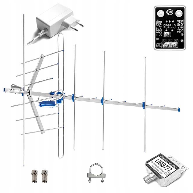 Antena Kierunkowa DVB-T2 Maxi 135cm MUX-8 Pol. Pionowej Filtr Lte 420MHz