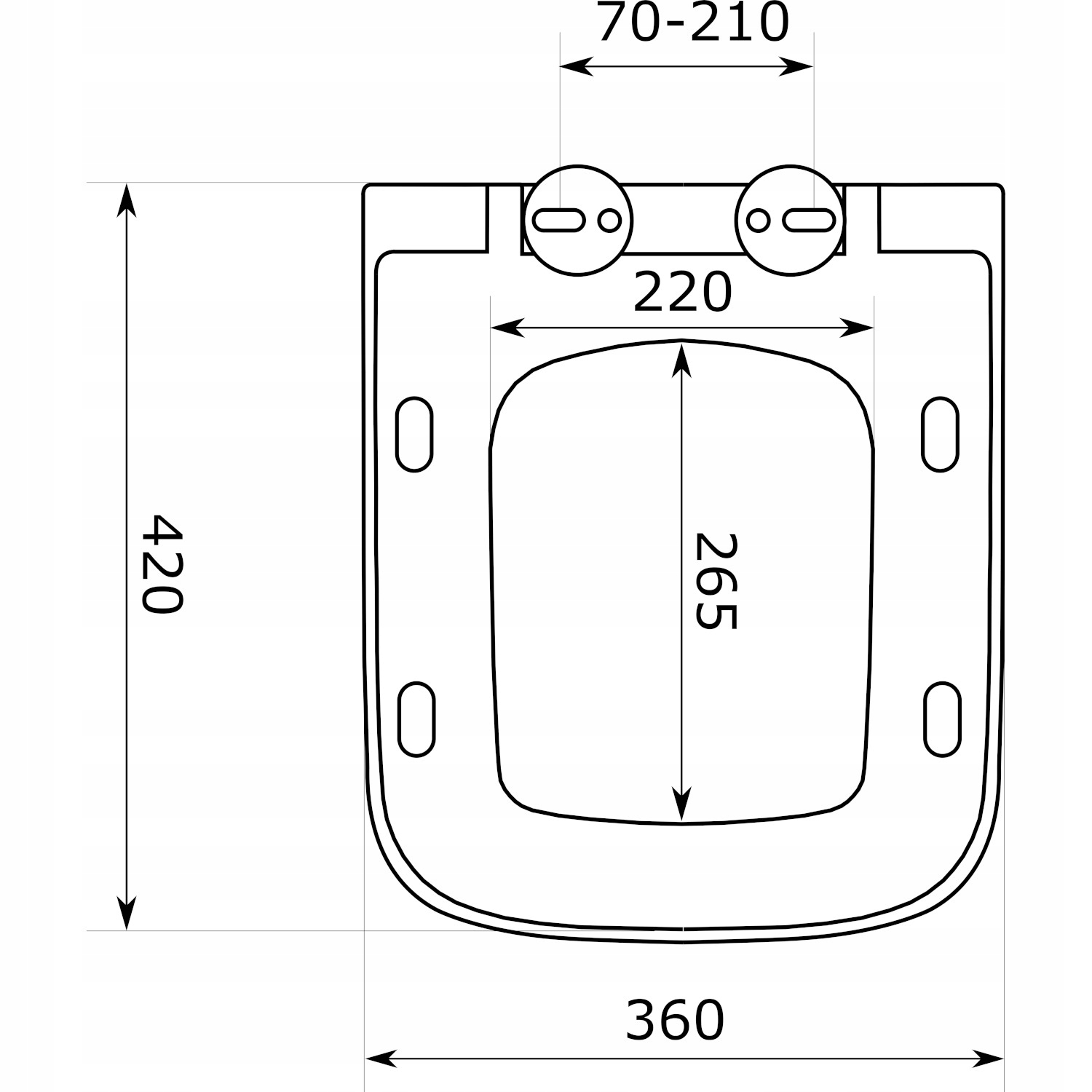 DESKA SEDESOWA WC WOLNOOPADAJĄCA TOALETOWA WYPINANA BIAŁA 36x42 PROSTOKĄTNA Linia SQUARE