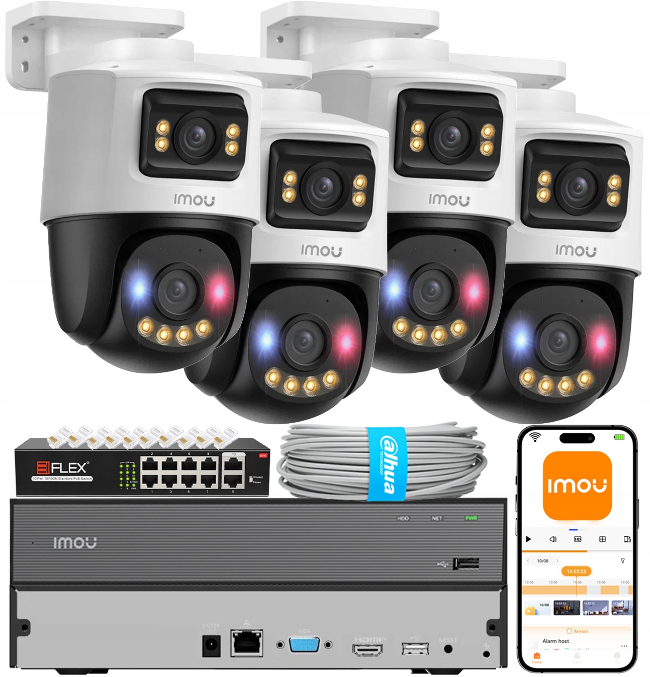Sada na monitorovanie 6MPx 4 kamier PoE Imou IPC-PS70FP-6M0 rekordér CAT5