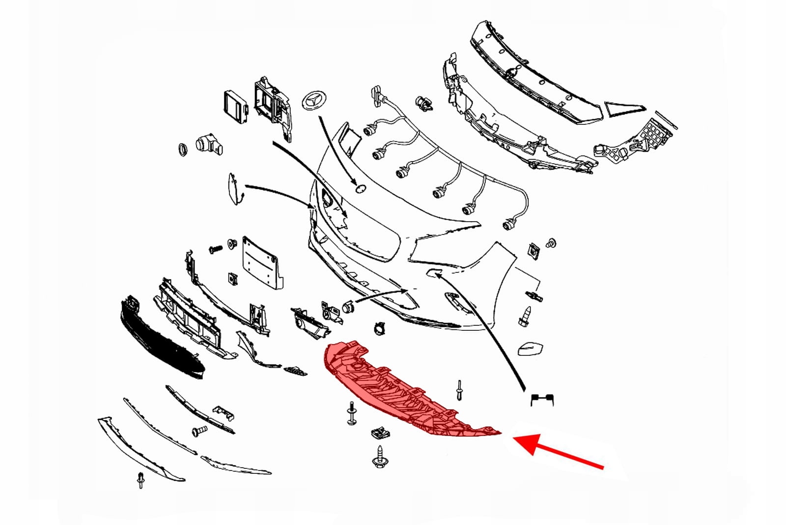 MERCEDES B-CLASS W246 2011-18 OSŁONA PRZEDNIEGO ZDERZAKA A2468850036 Numer katalogowy części 2468850036