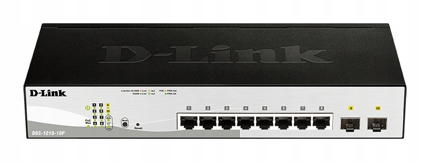 D-Link DGS-1210-10P switch 8-portový Ge PoE prepínač, 2xSFP