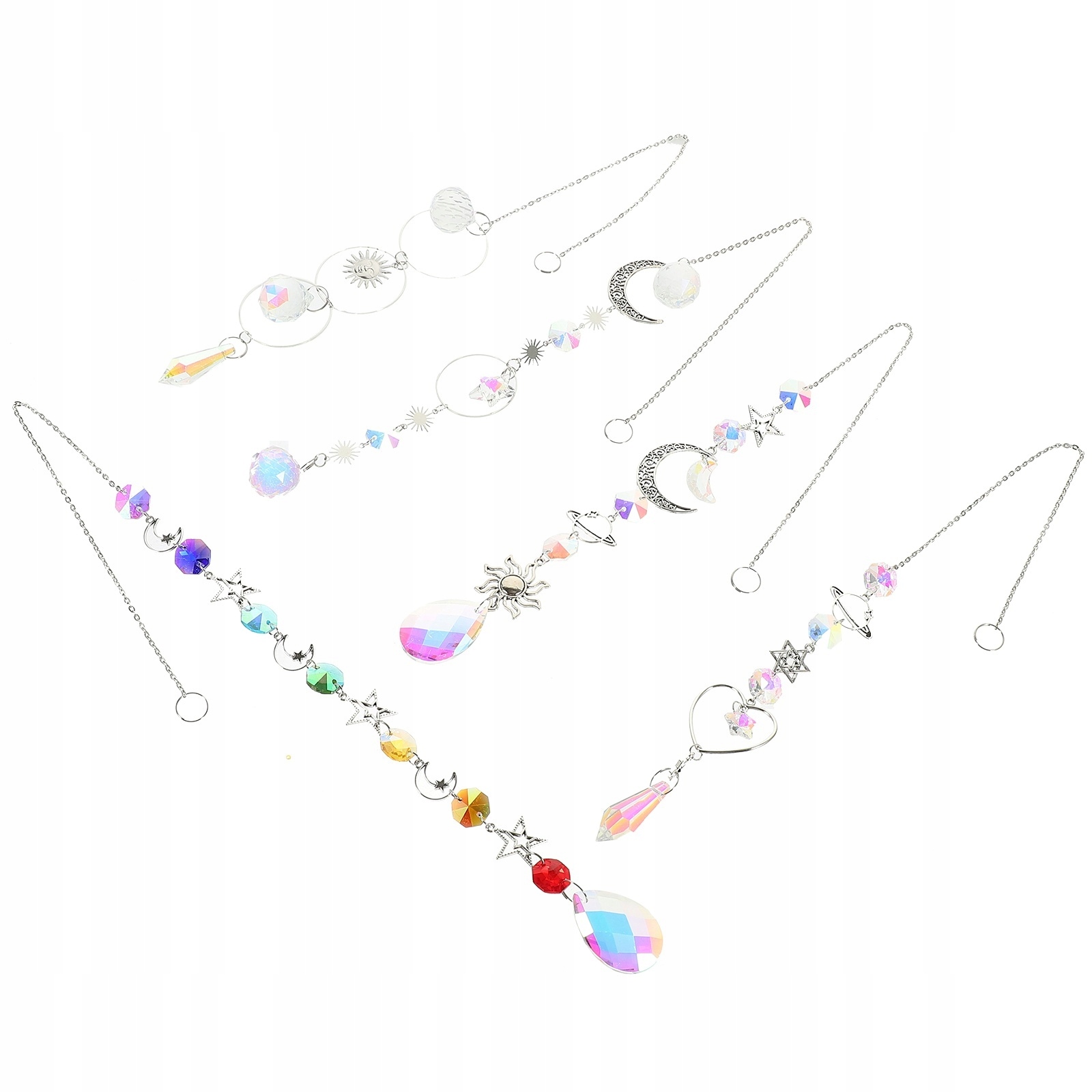 5 SZT. KRYSZTAŁOWE ZAWIESZKI OKIENNE - PRYZMATY TĘCZOWE DO DEKORACJI WNĘTRZ