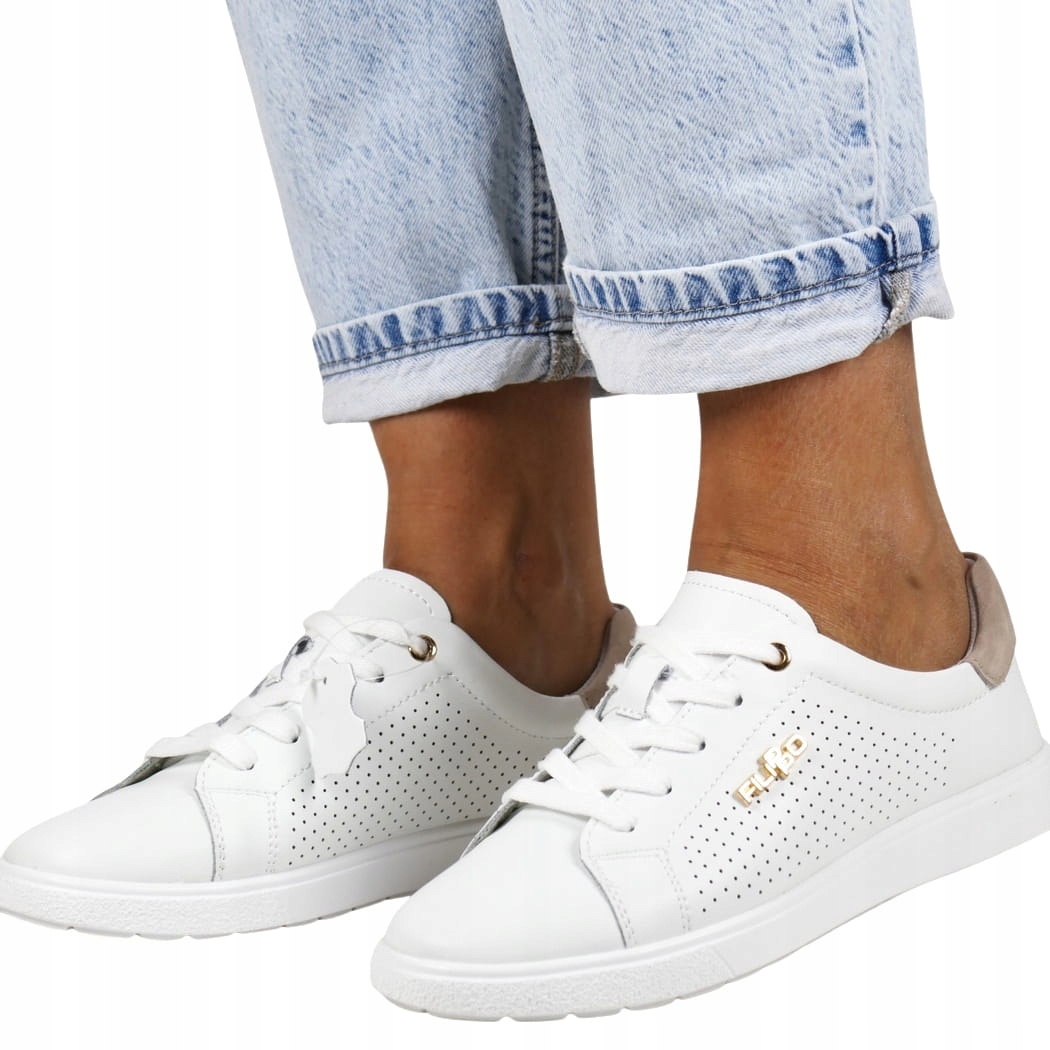 Dámské Polobotky Kožené Tenisky Děrované Bílé Béžové 37