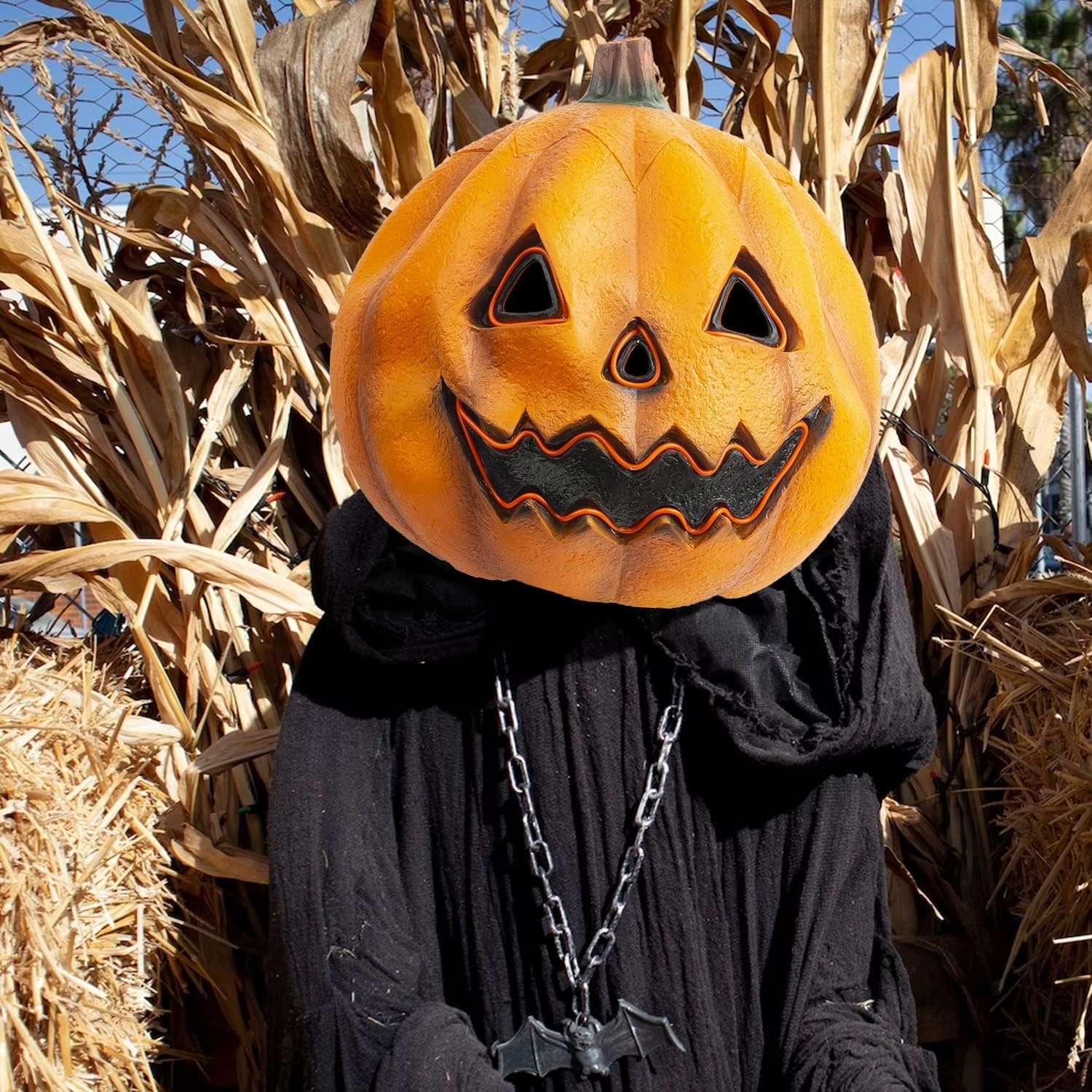 Maska CreepyParty LED Licht dynia realistyczna na Halloween