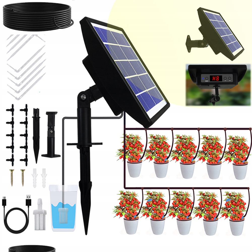 Solární Zavlažovací Systém Pro 15 Rostlin 15 M, Solární Kapkové Zavlažování