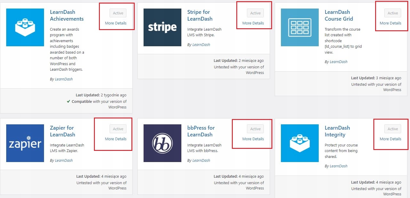 LearnDash LMS + pakiet (20) dodatków. WordPress Rodzaj szablony