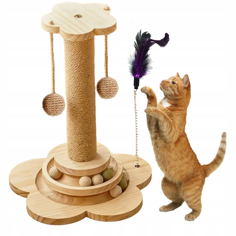 Levně Drapak Pro Kočky Domeček Pelíšek Hračka Na Škrábání Sloupek Myška