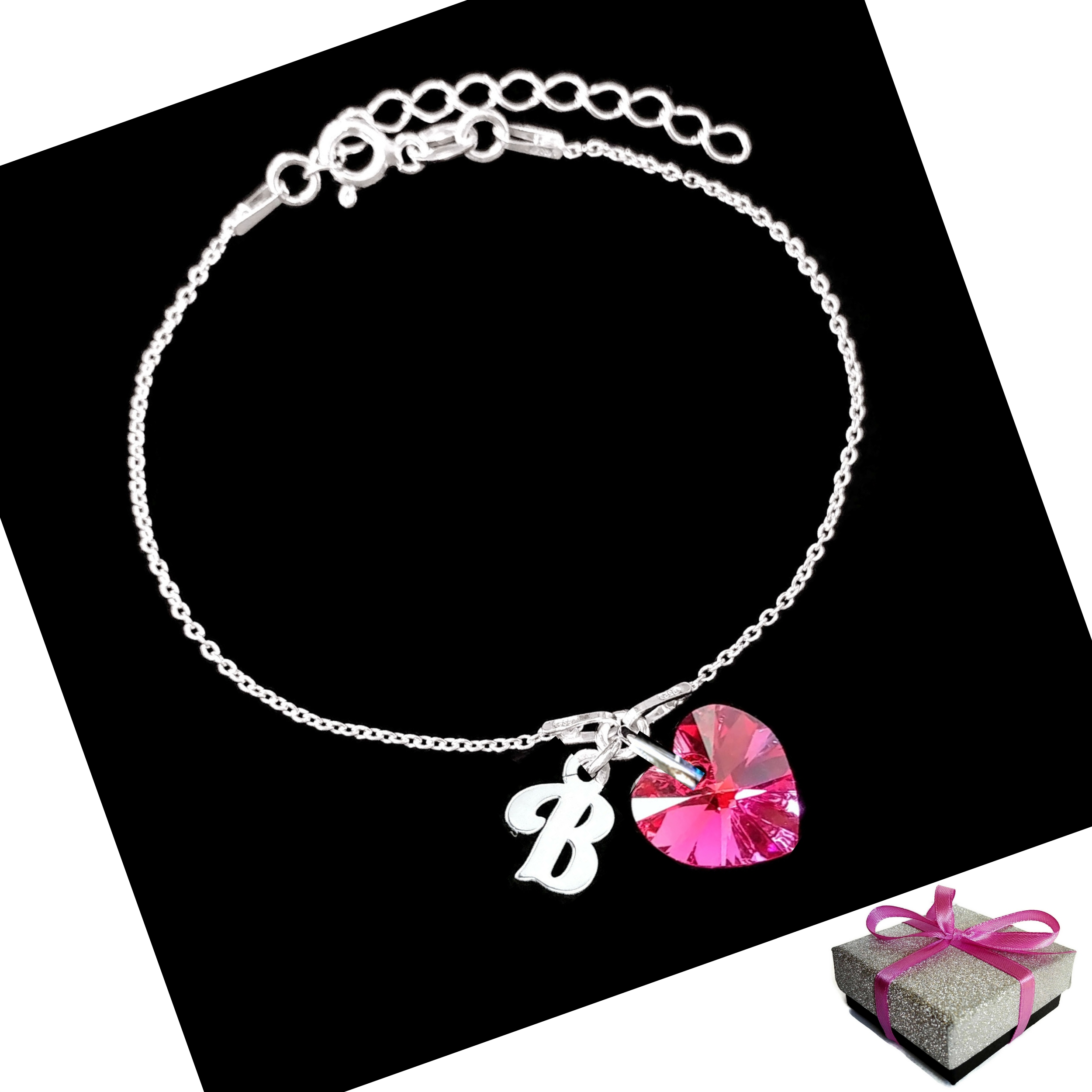 

Bransoletka Litera Literka B + Swarovski Srebro