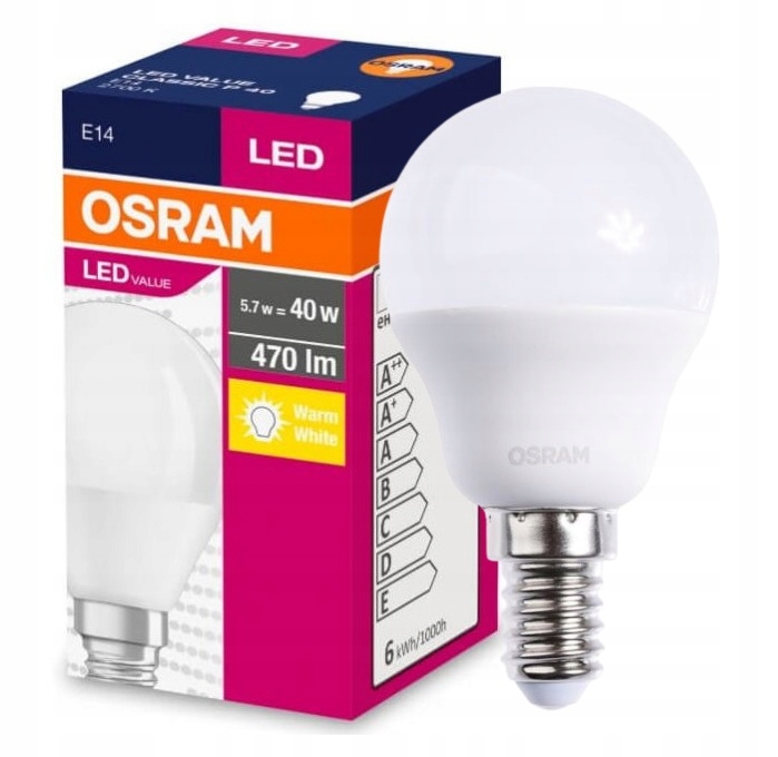 

Osram Żarówka Led E14 5W 40W 470lm P40 2700K