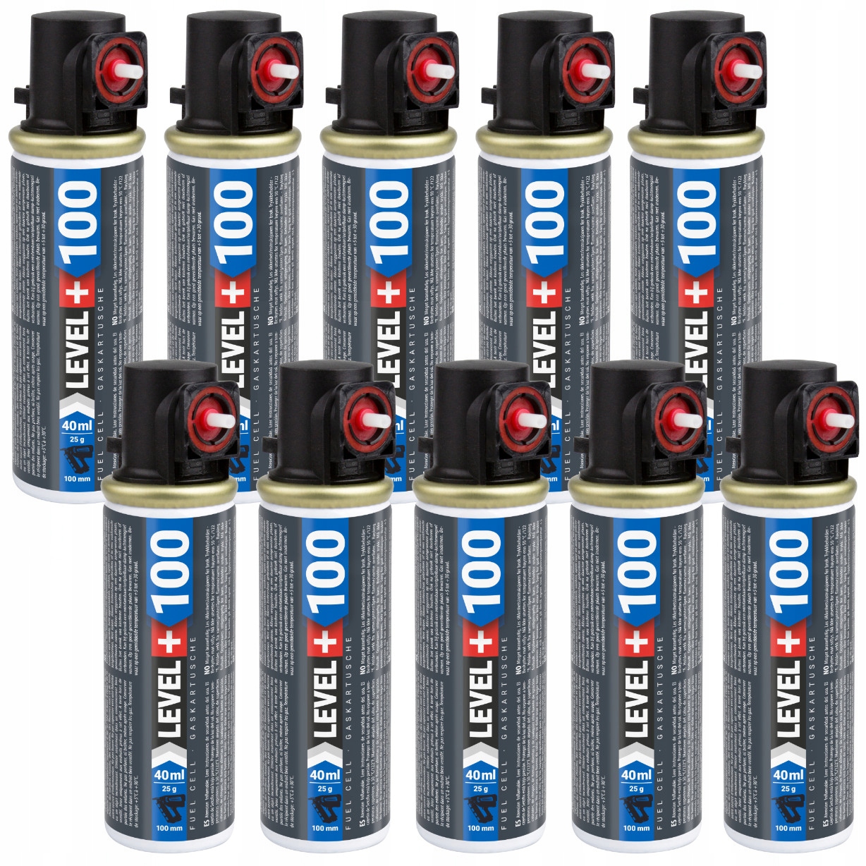 Plyn do plynových hřebíkovaček 100 mm 40 ml 25 g LEVEL+100 10 ks