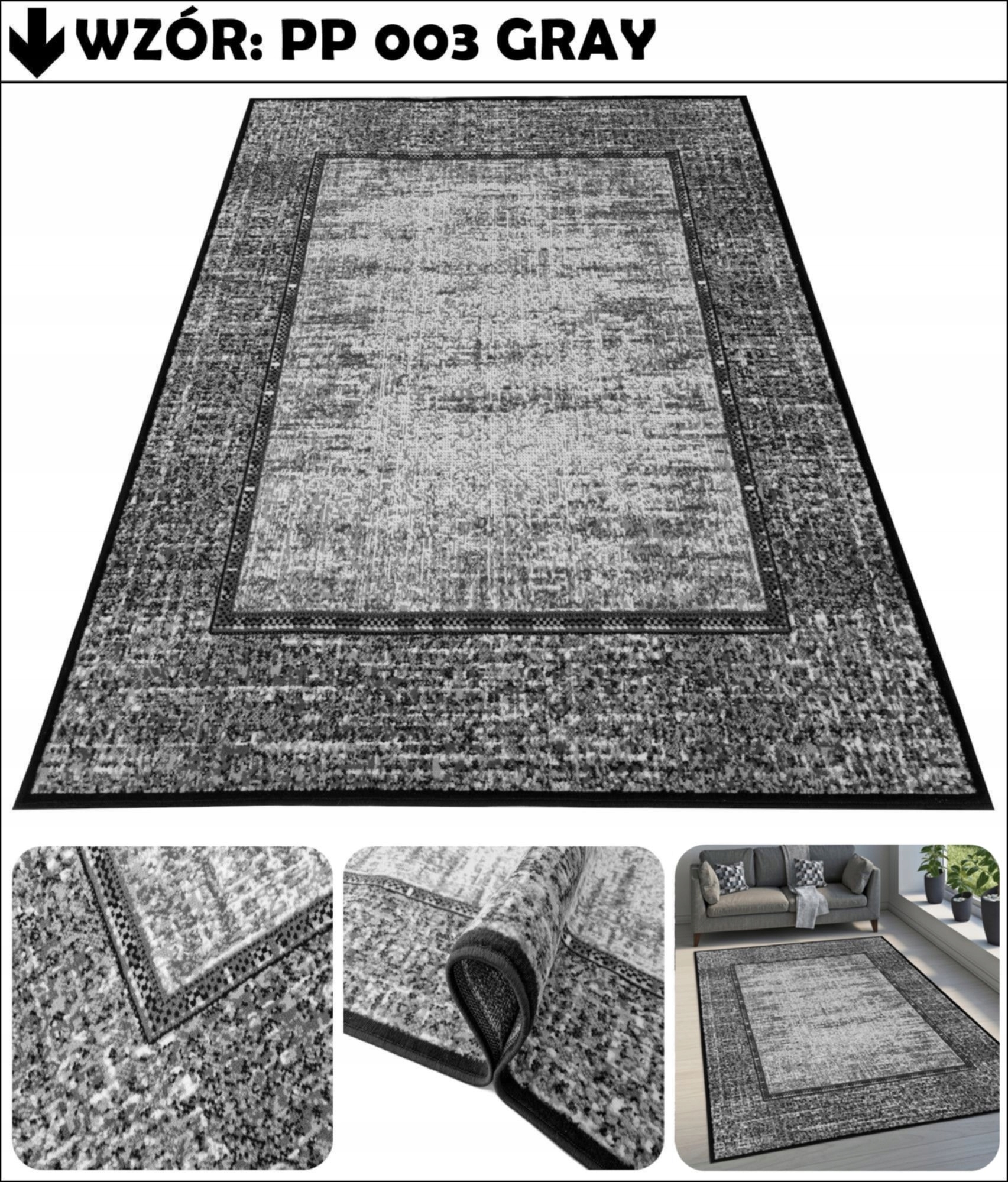 DYWAN POKOJOWY 200x300 VINTAGE PLUSZOWY TKANY OBSZYTY OBSZYTY ~MIX WZORÓW Materiał wykonania polipropylen