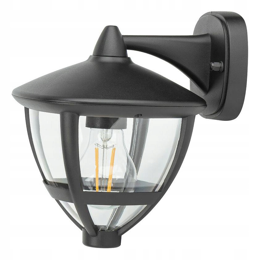 Venkovní nástěnné svítidlo Amelia Černé skleněné stínítko 1xE27 IP44 Nástěnná lampa Dům