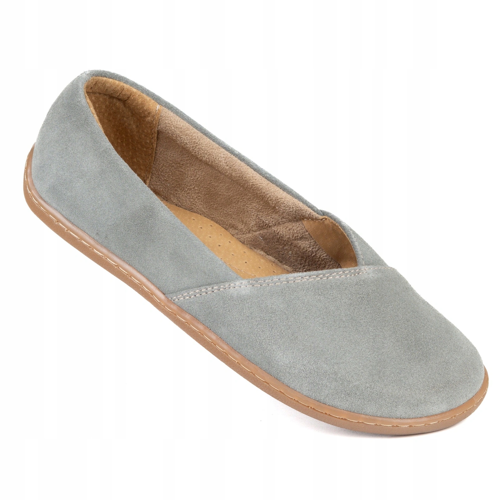 Dámské barefoot baleríny Ease lehké kožené šedé s velurem 37