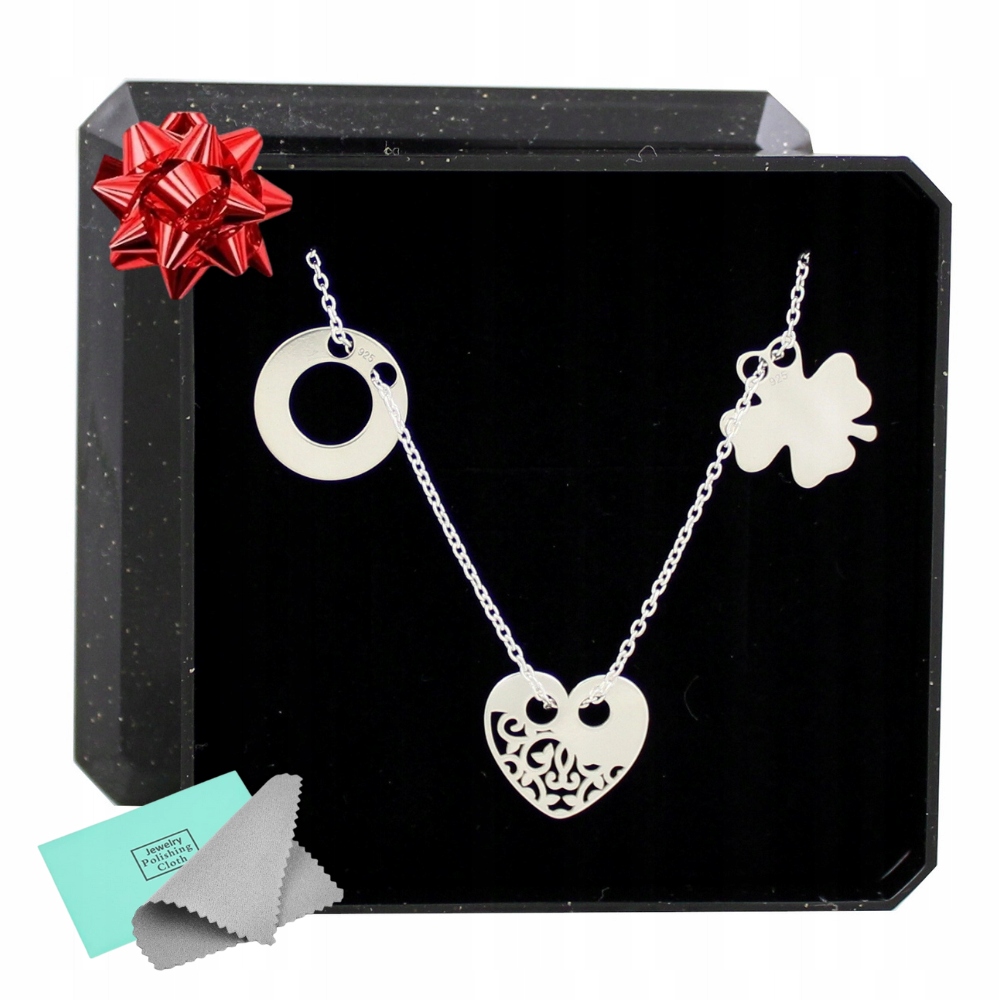 Naszyjnik celebrytka srebrna łańcuszek 45 cm z zawieszkami Trzy Zawieszki