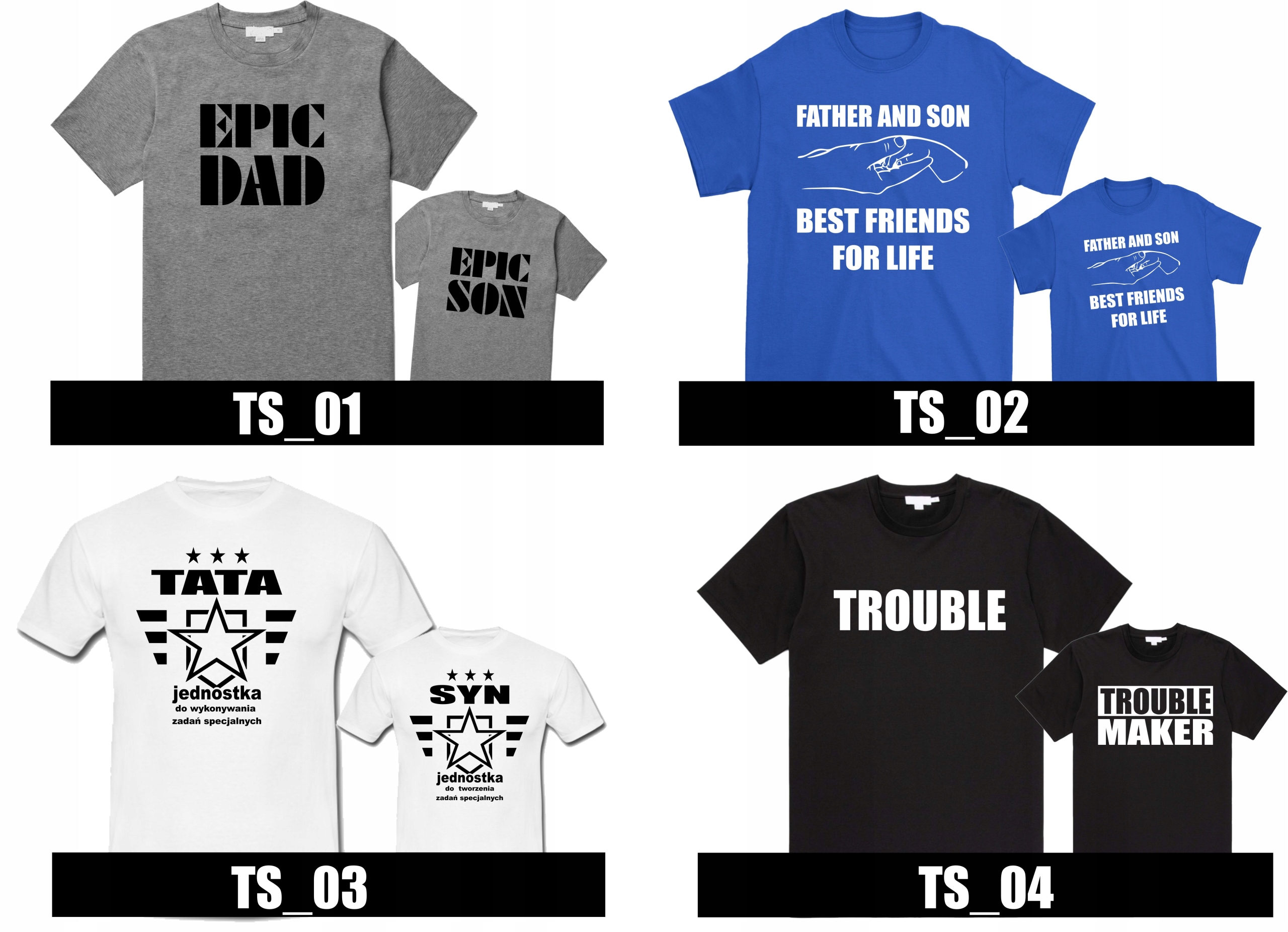 SUPER KOSZULKI DLA TATY I SYNA *KOMPLET* Marka JHK