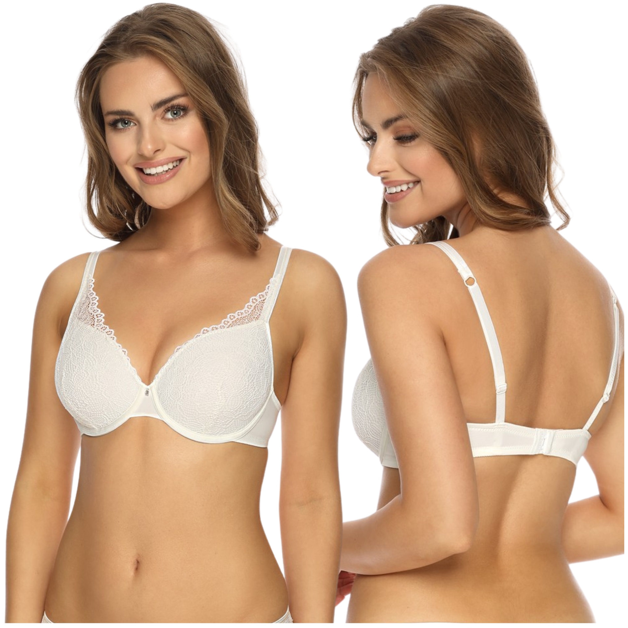 Podprsenka vyztužená krajkovou procházkou pohodlná podprsenka ecru Viania Leni 75E