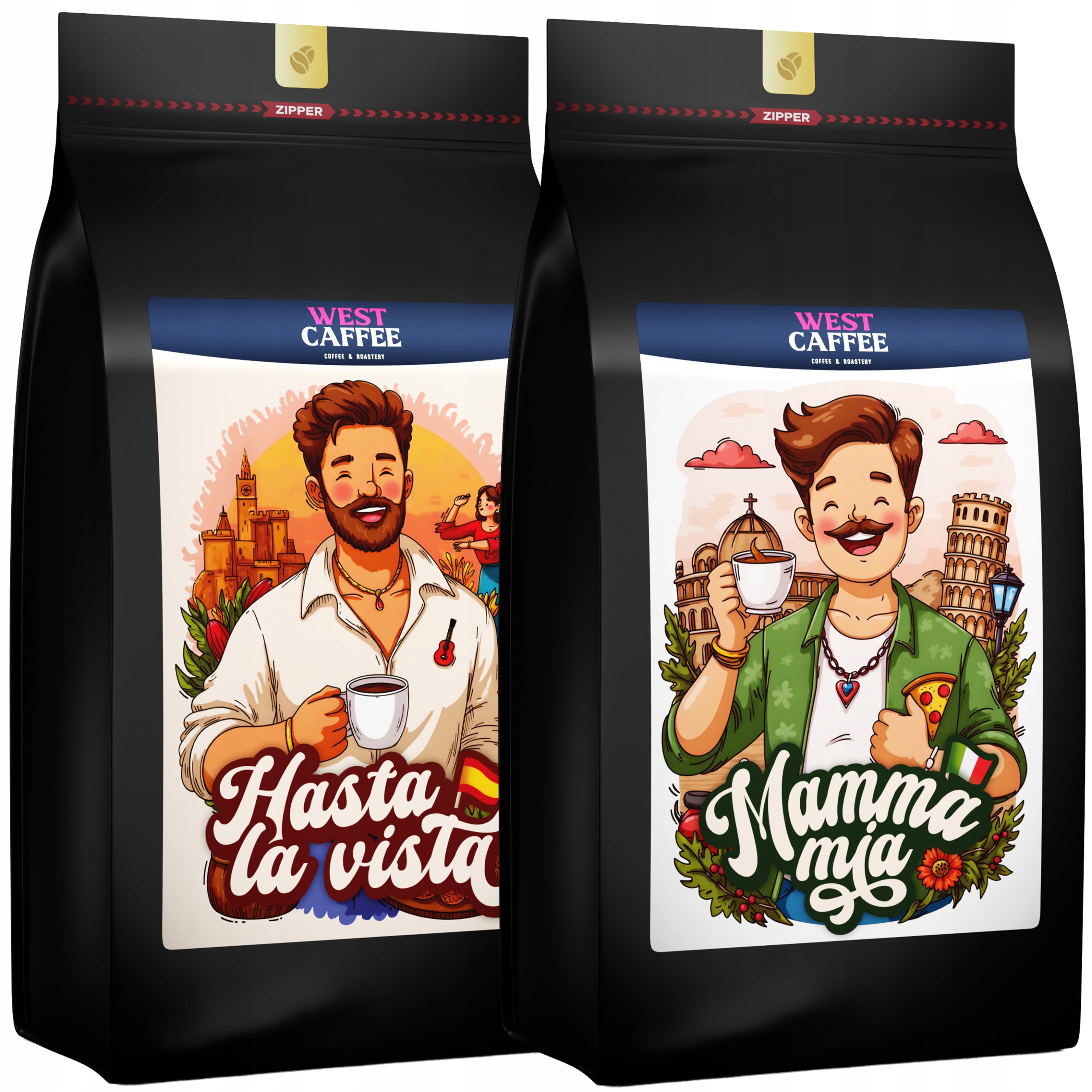 Levně Káva zrnková Sada Mamma Mia Hasta La Vista 100% Arabica West Caffee