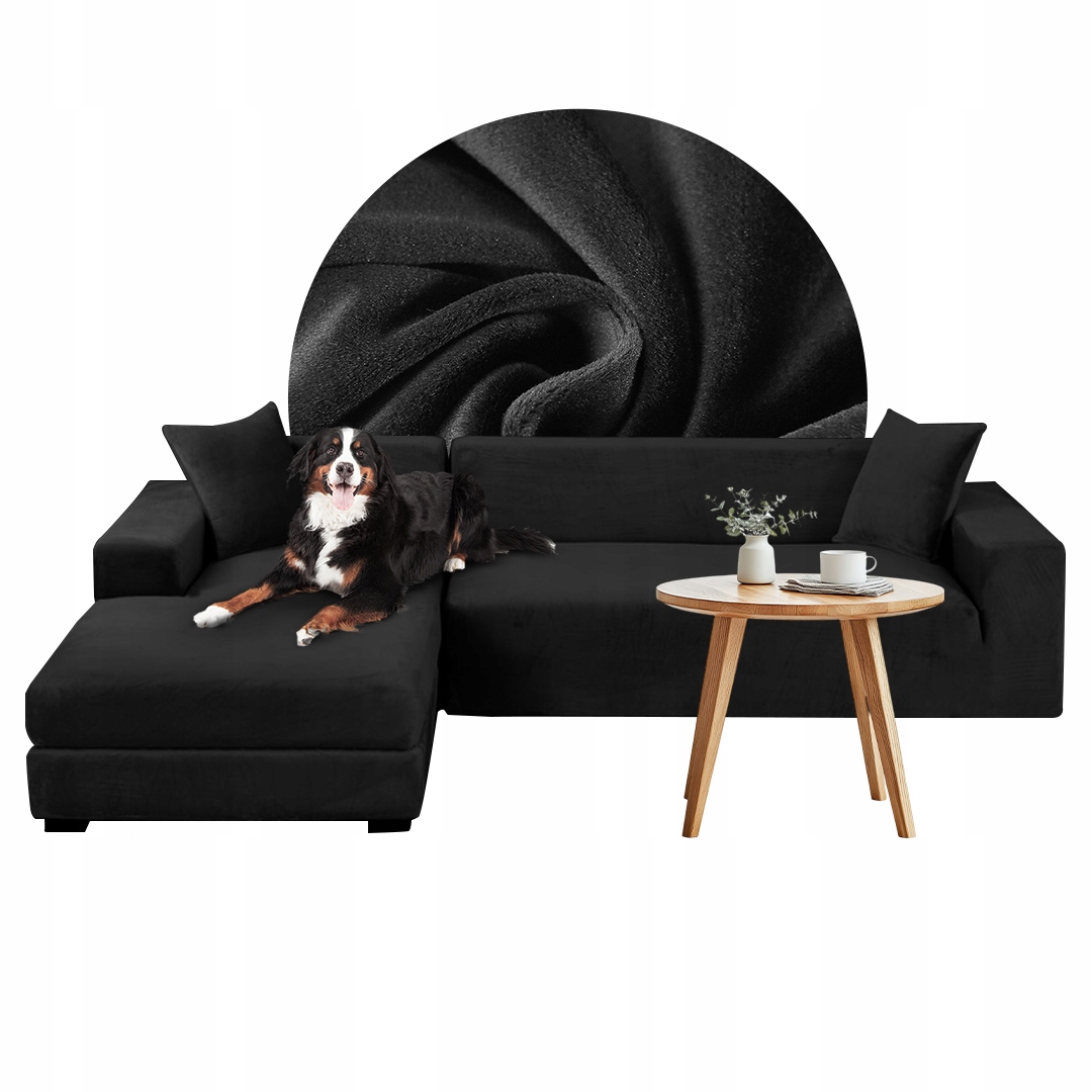 Sada potahů na roh L 3+4 os. Tlustý Velur Černá