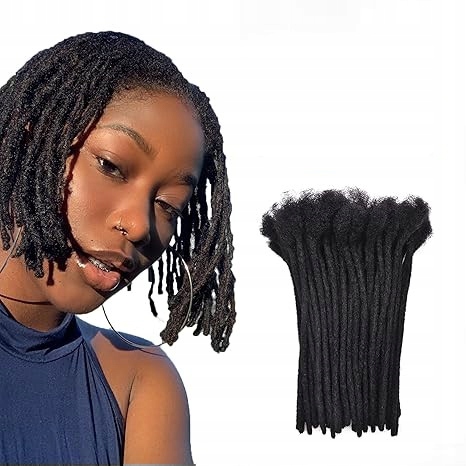 10-LOKÓW 100% Ludzkie Włosy Dredy 0,4x20cm Czarne