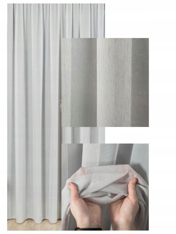 Záclona typu s páskou Wave pro vlny, šedá, š. 380x170
